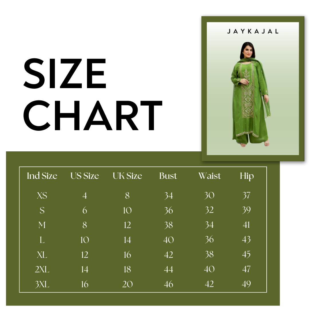 Mehndi Green suit with plazzo and dupatta (stitched)