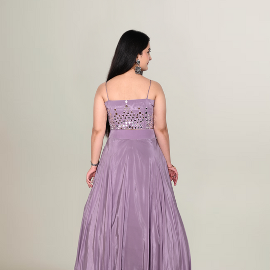 Metallic Lavender Lehnga Choli Dupatta