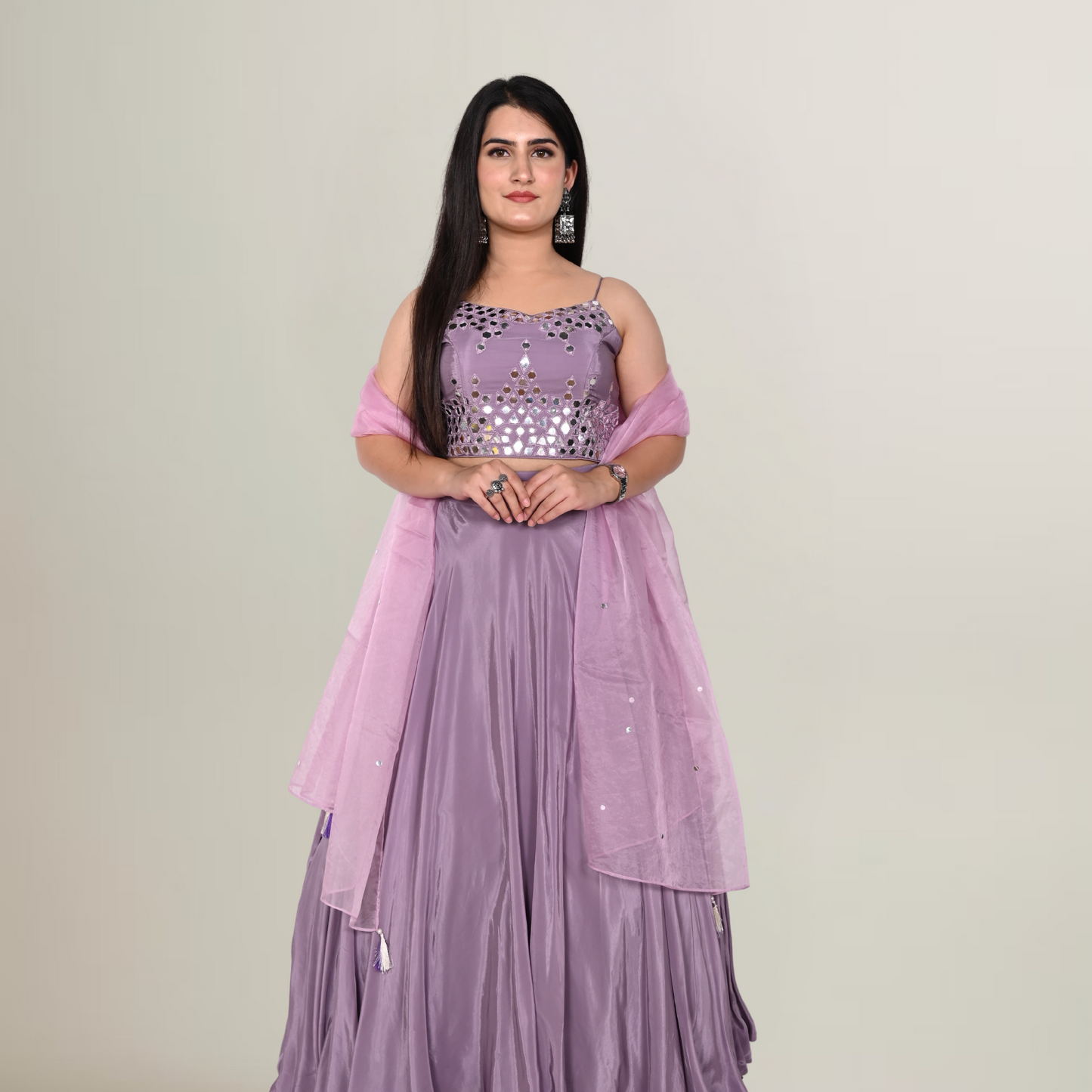 Metallic Lavender Lehnga Choli Dupatta