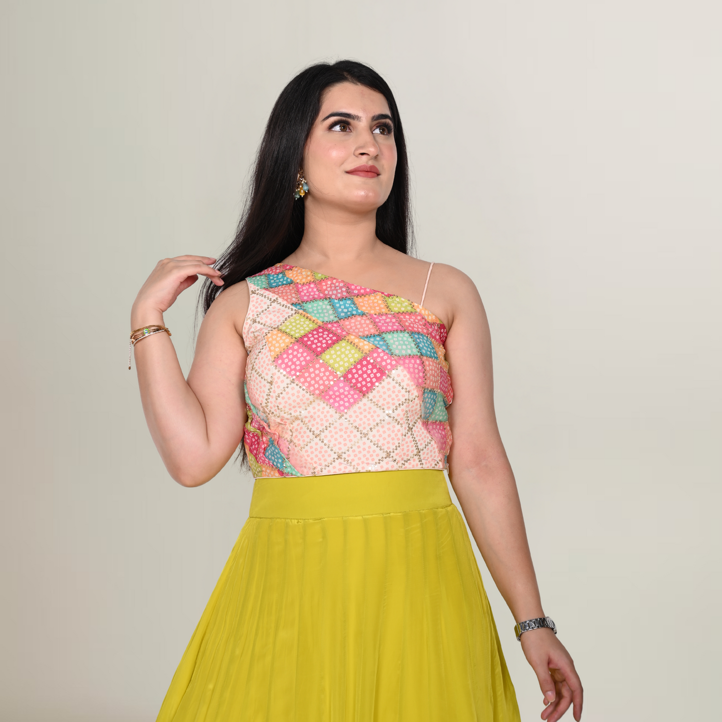 Chunri Print Crop Top and Skirt