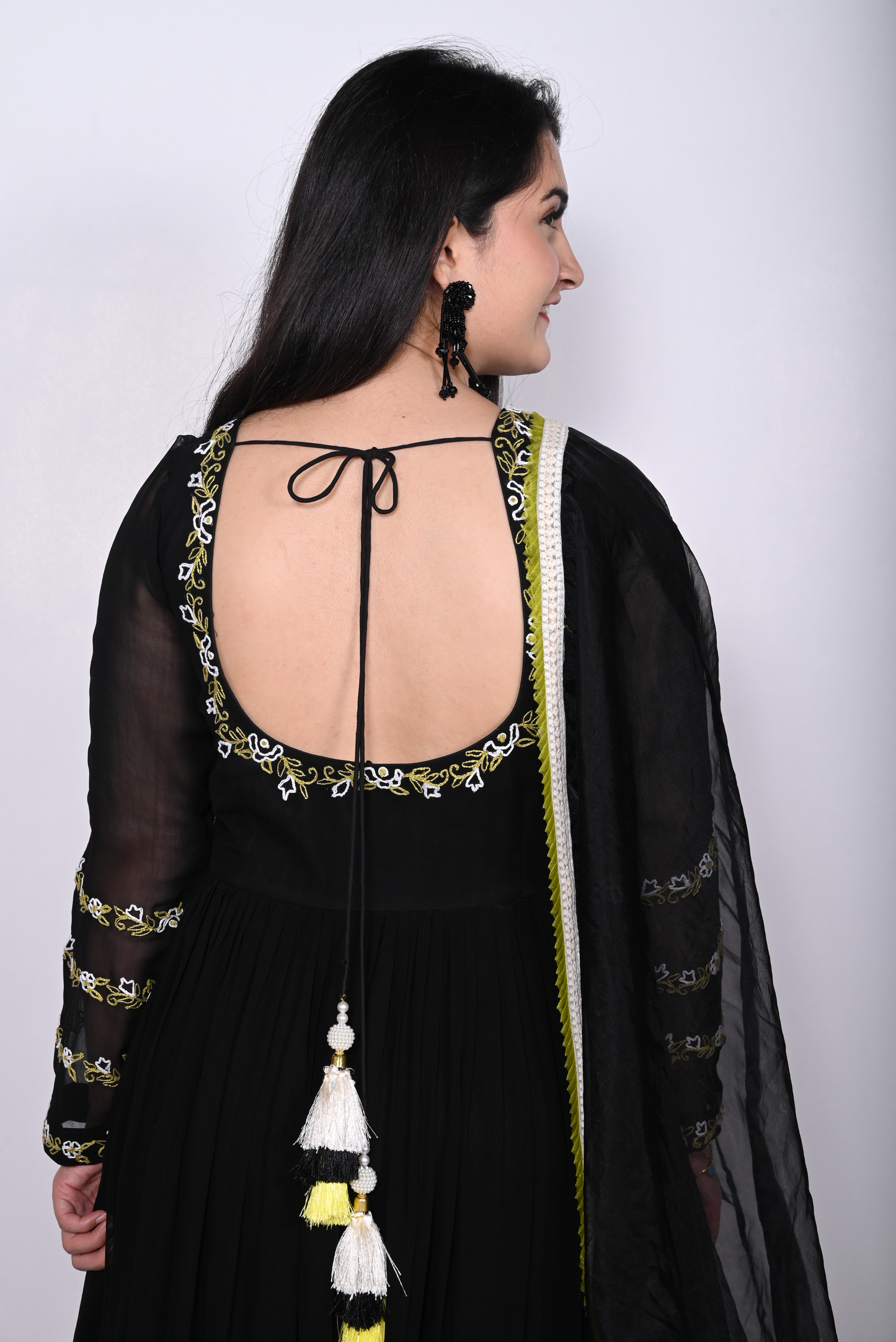 Viscose Georgette Black One Piece with Dupatta
