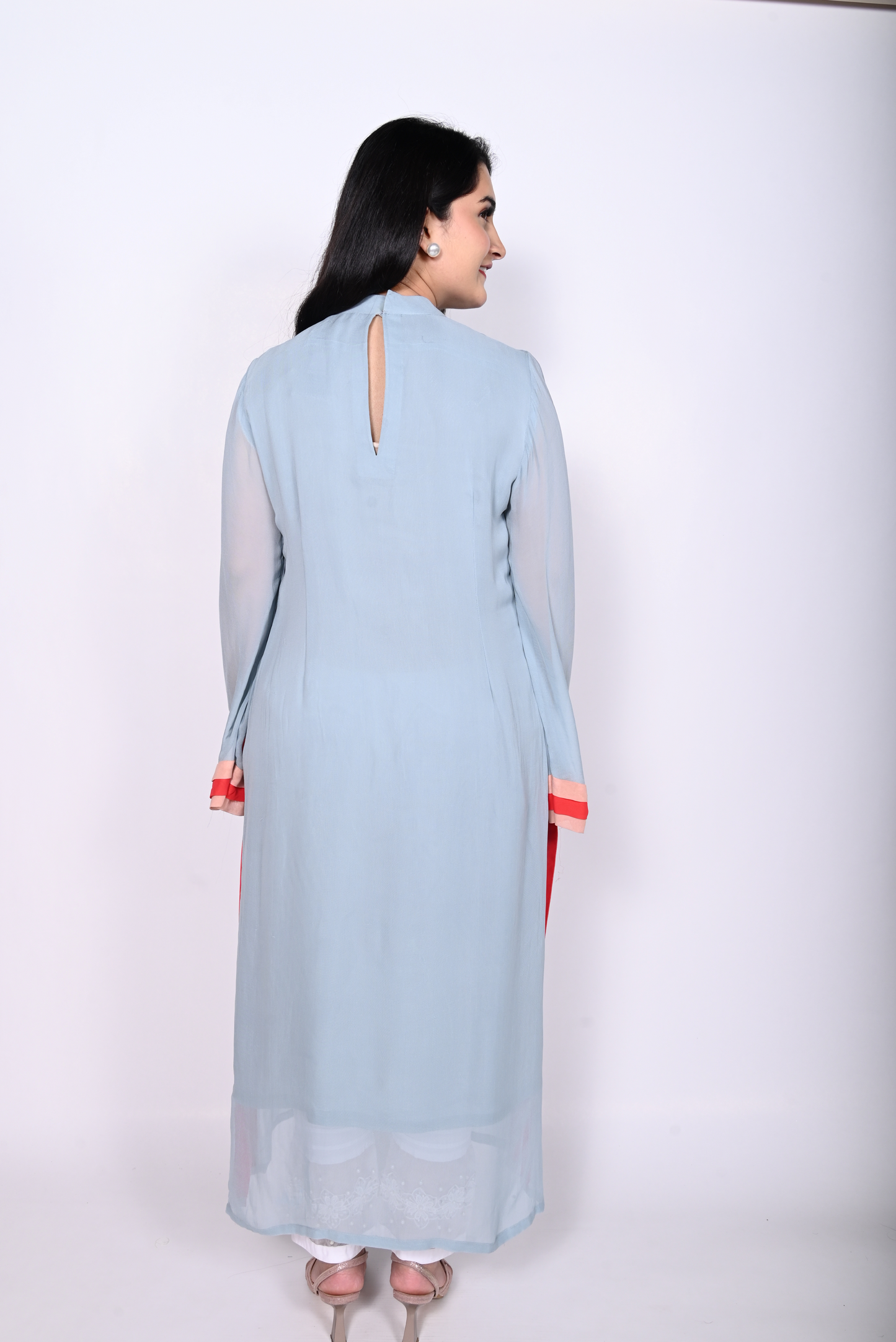 Sky Grey Pearl Kurta with Trousers