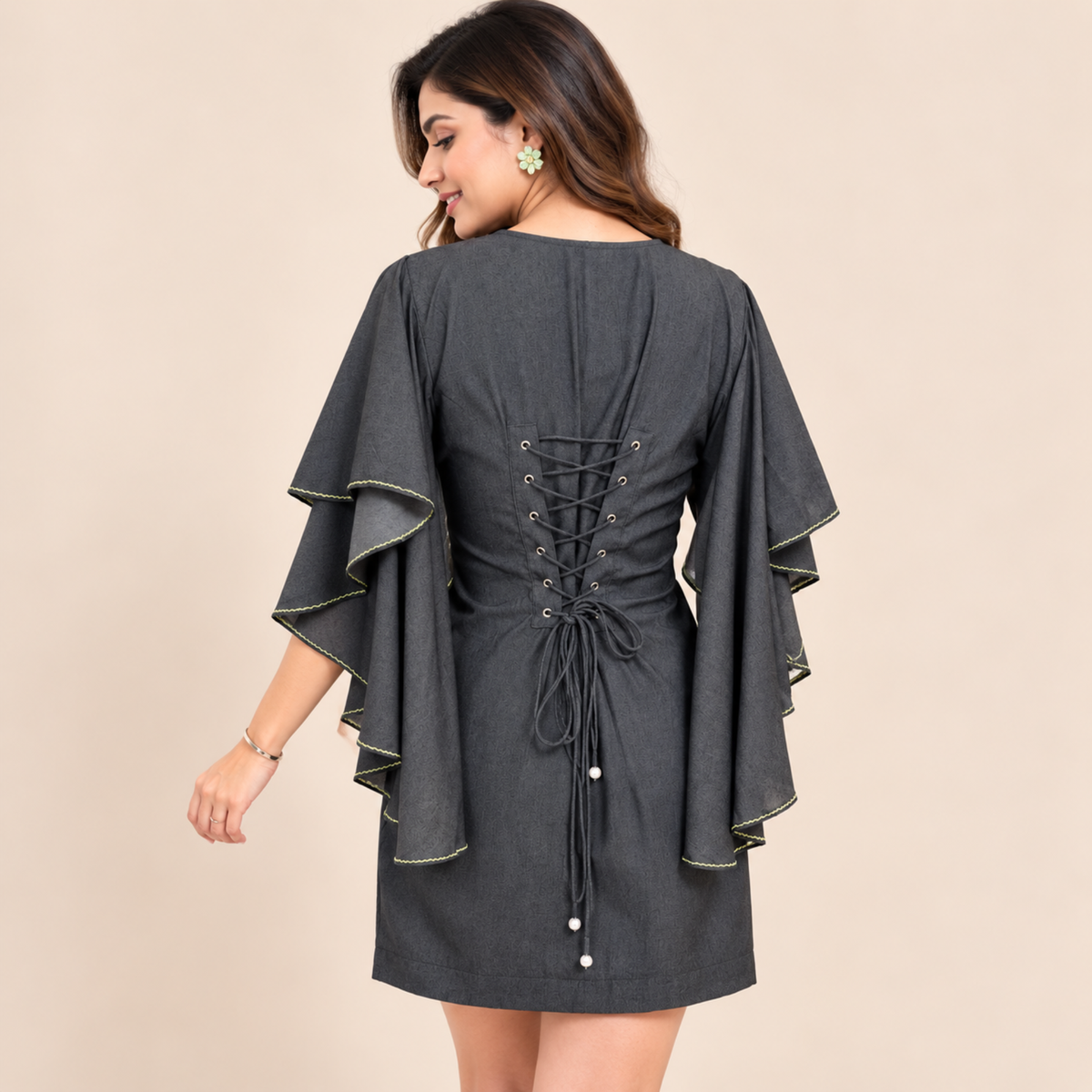 Lime Bloom Denim Dress