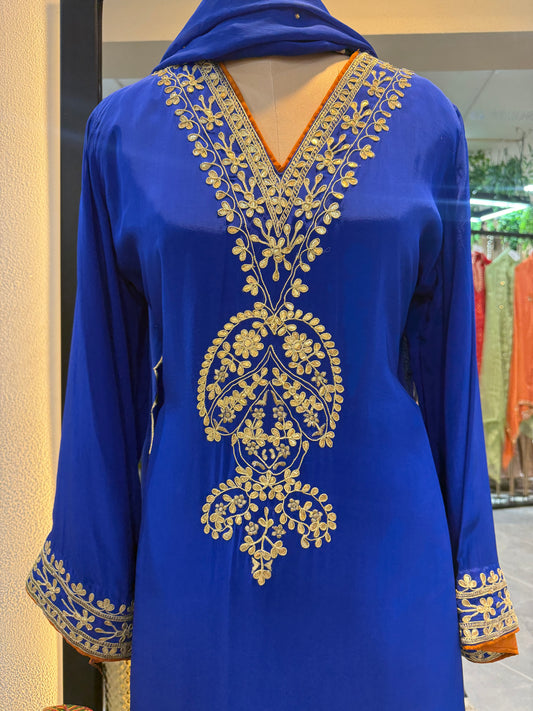 Viscose Crepe gota work plazo pheran set 3pcs