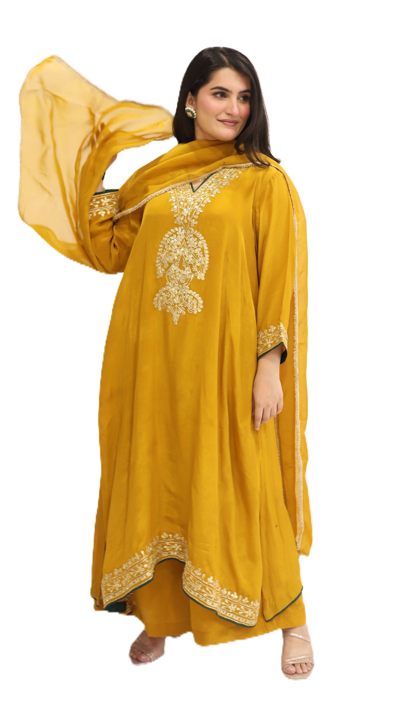 Viscose Crepe gota work plazo pheran set 3pcs