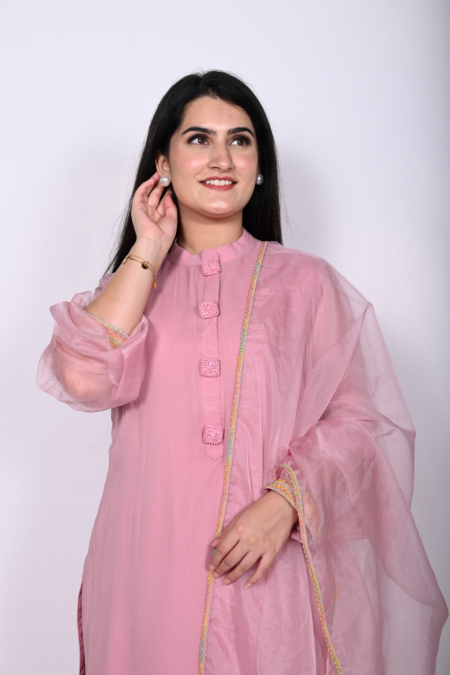 Pink Viscose georgette kurta