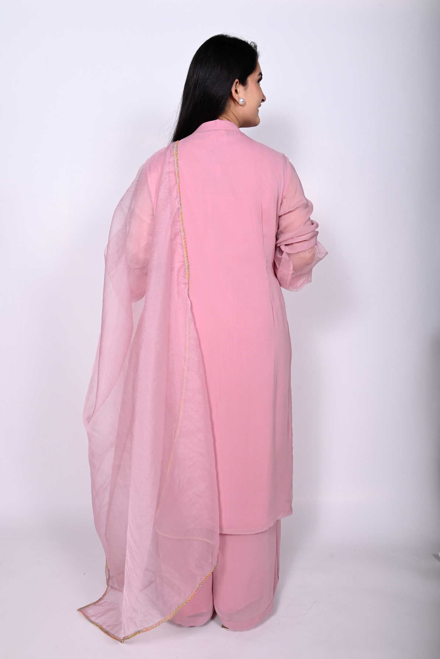 Pink Viscose georgette kurta