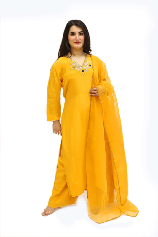 Viscose crepe handwork kurta set 3pcs