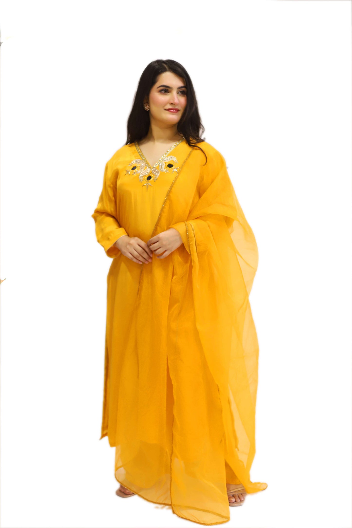 Viscose crepe handwork kurta set 3pcs