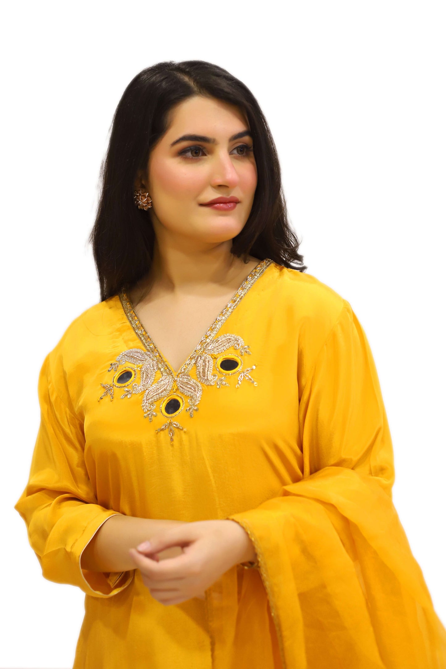 Viscose crepe handwork kurta set 3pcs