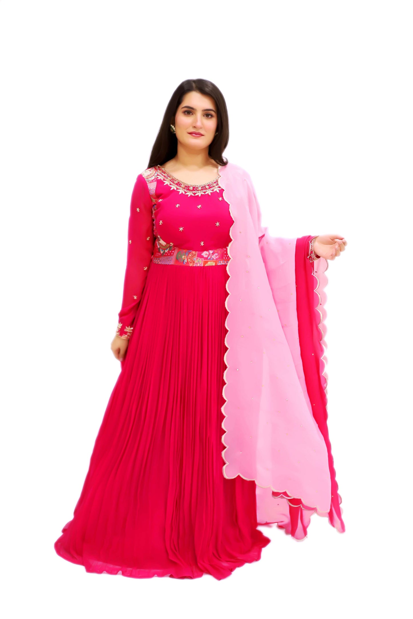Georgette Floor Length Gown With Dupatta