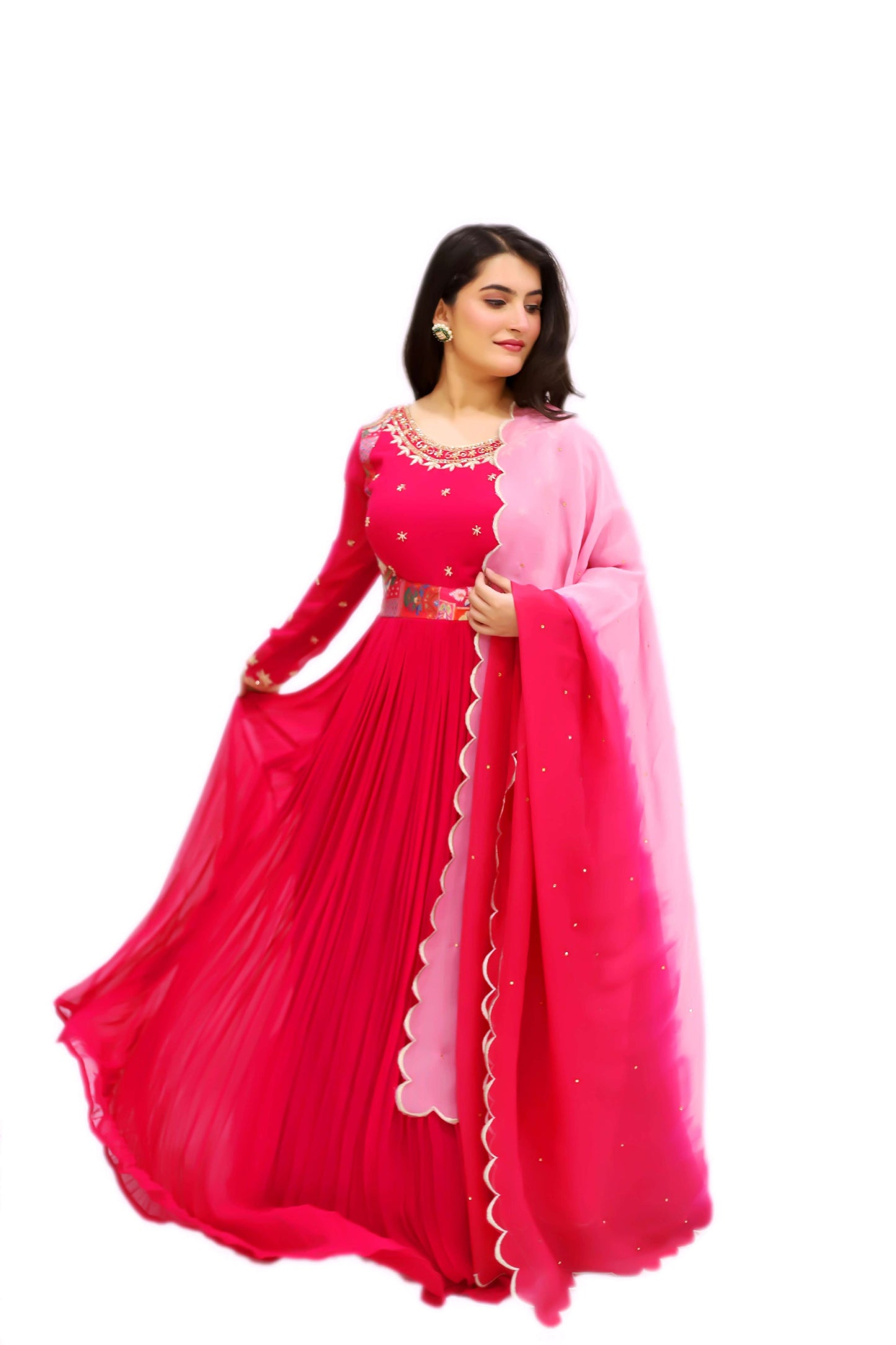 Georgette Floor Length Gown With Dupatta
