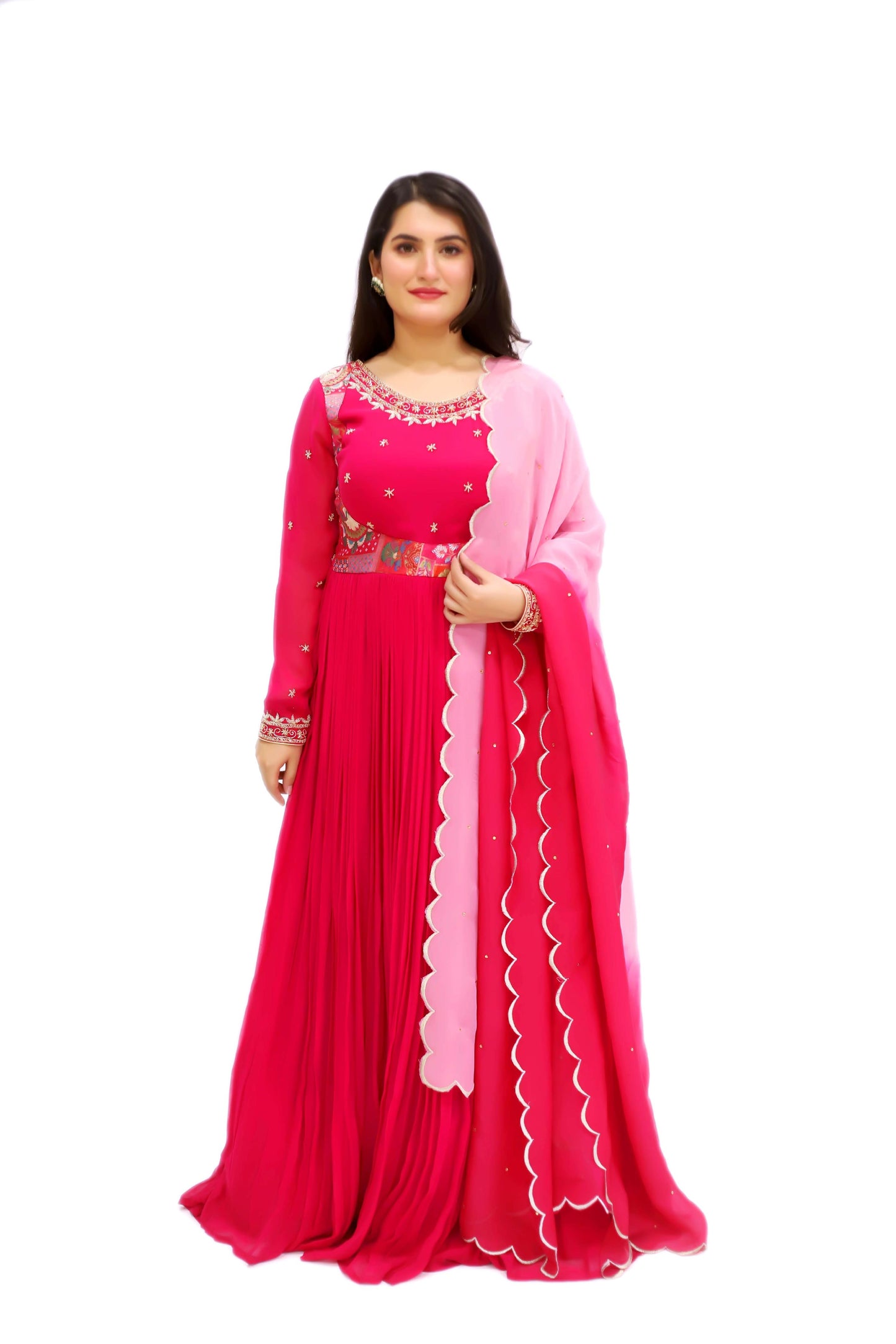Georgette Floor Length Gown With Dupatta