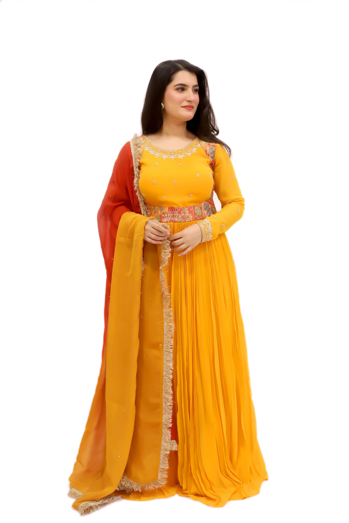 Georgette Floor Length Gown With Dupatta