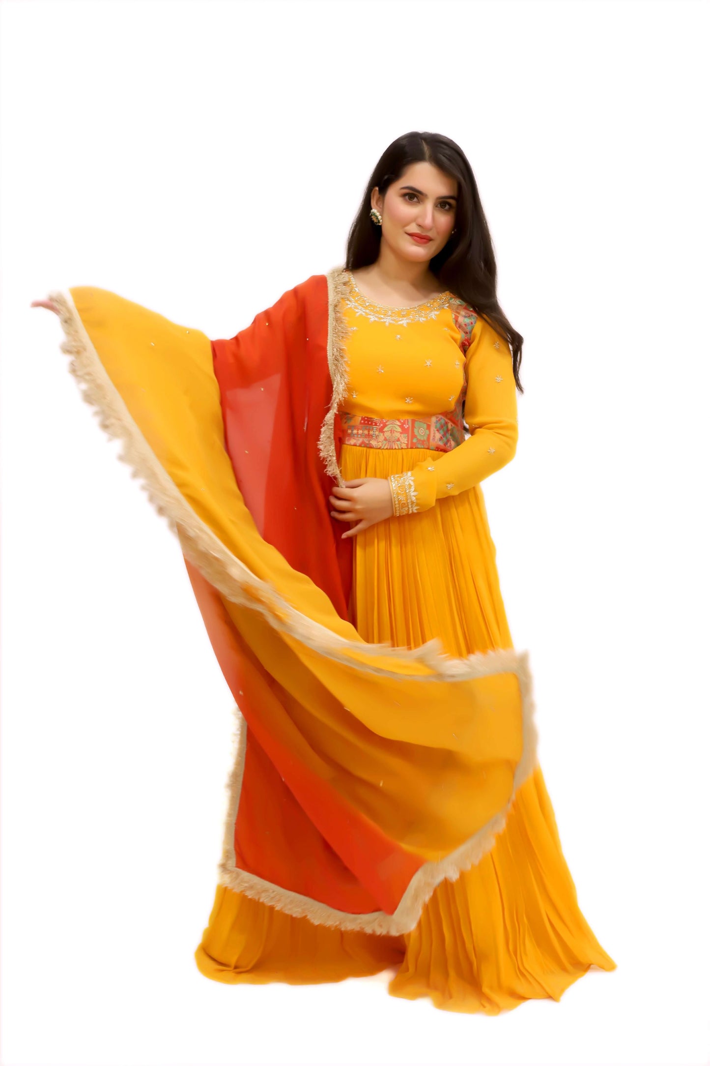 Georgette Floor Length Gown With Dupatta