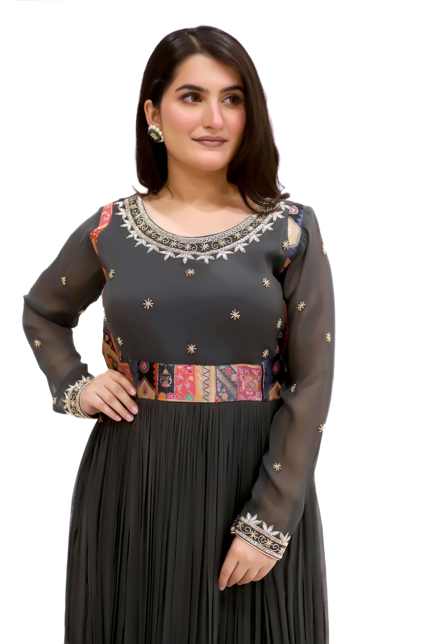 Georgette Floor Length Gown With Dupatta