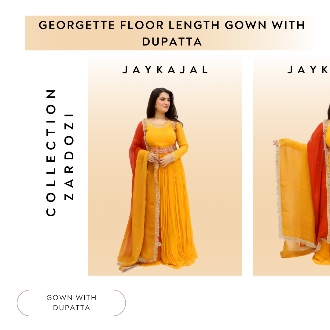 Georgette Floor Length Gown With Dupatta