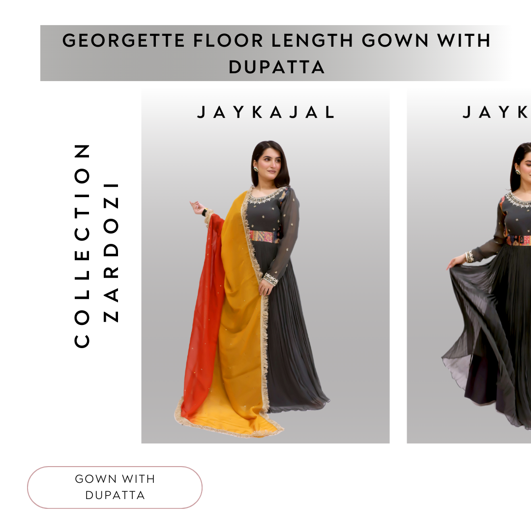 Georgette Floor Length Gown With Dupatta