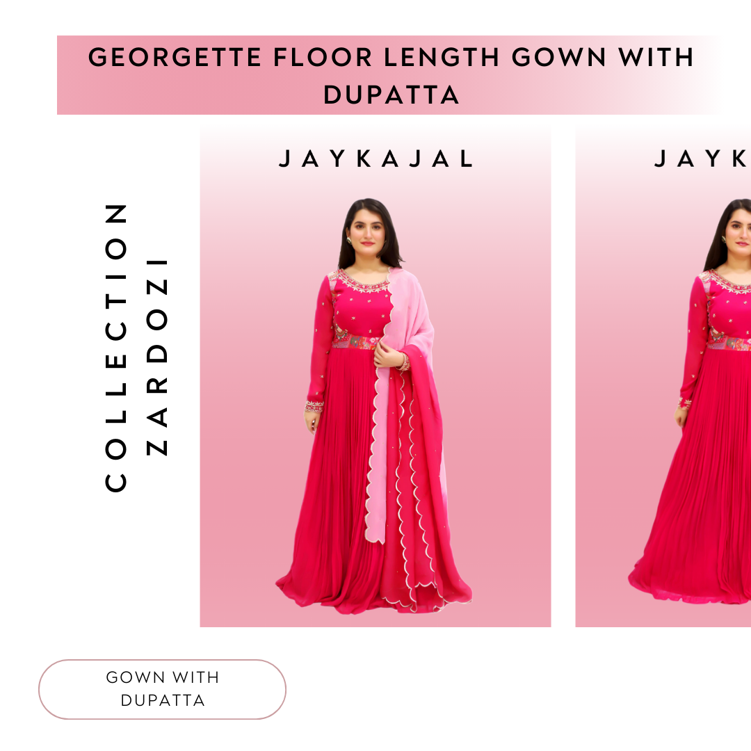 Georgette Floor Length Gown With Dupatta