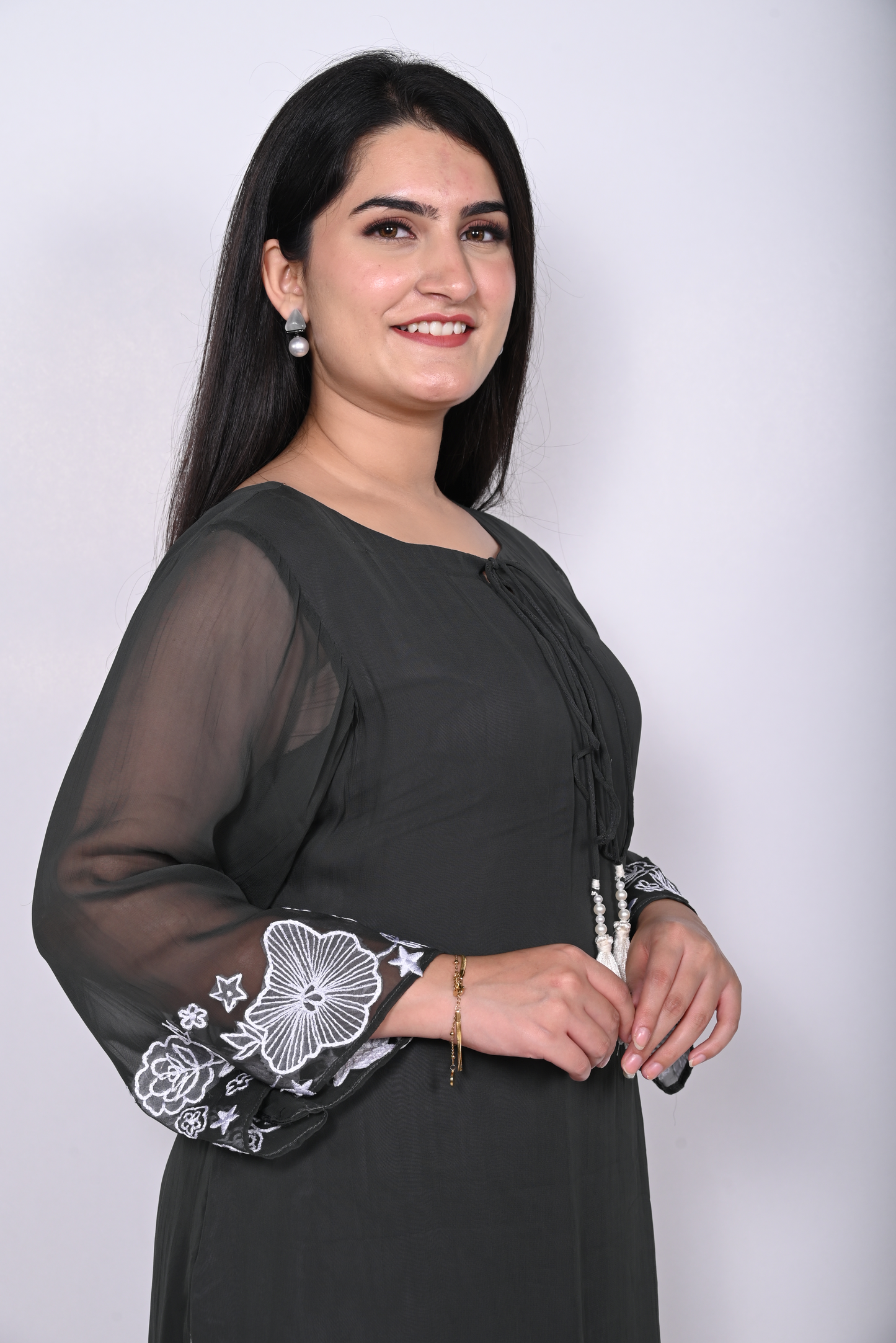 Charcoal Grey Kurta with Straight Palazzo Set