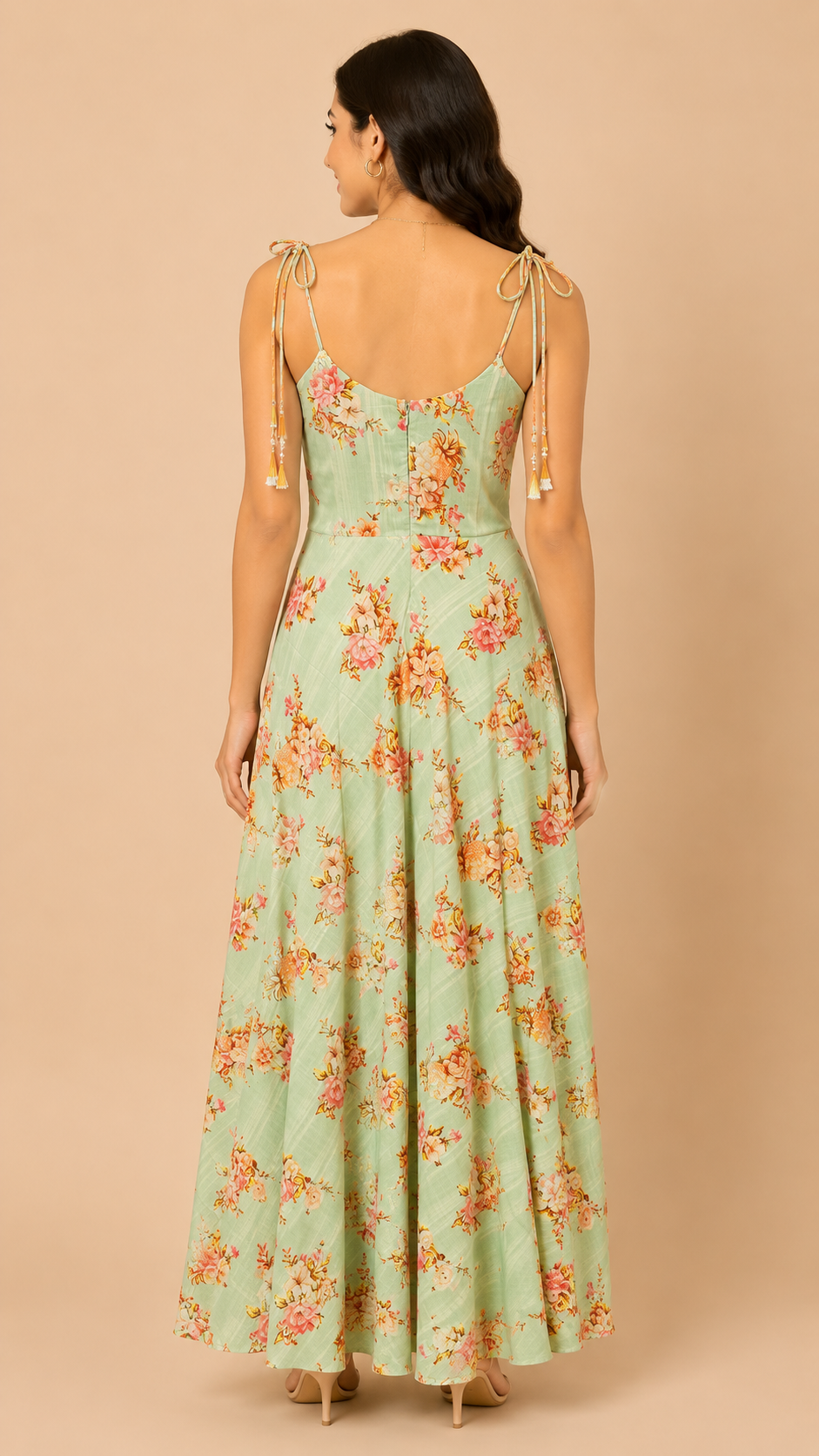 Mint Bloom Tie-Up Maxi Dress