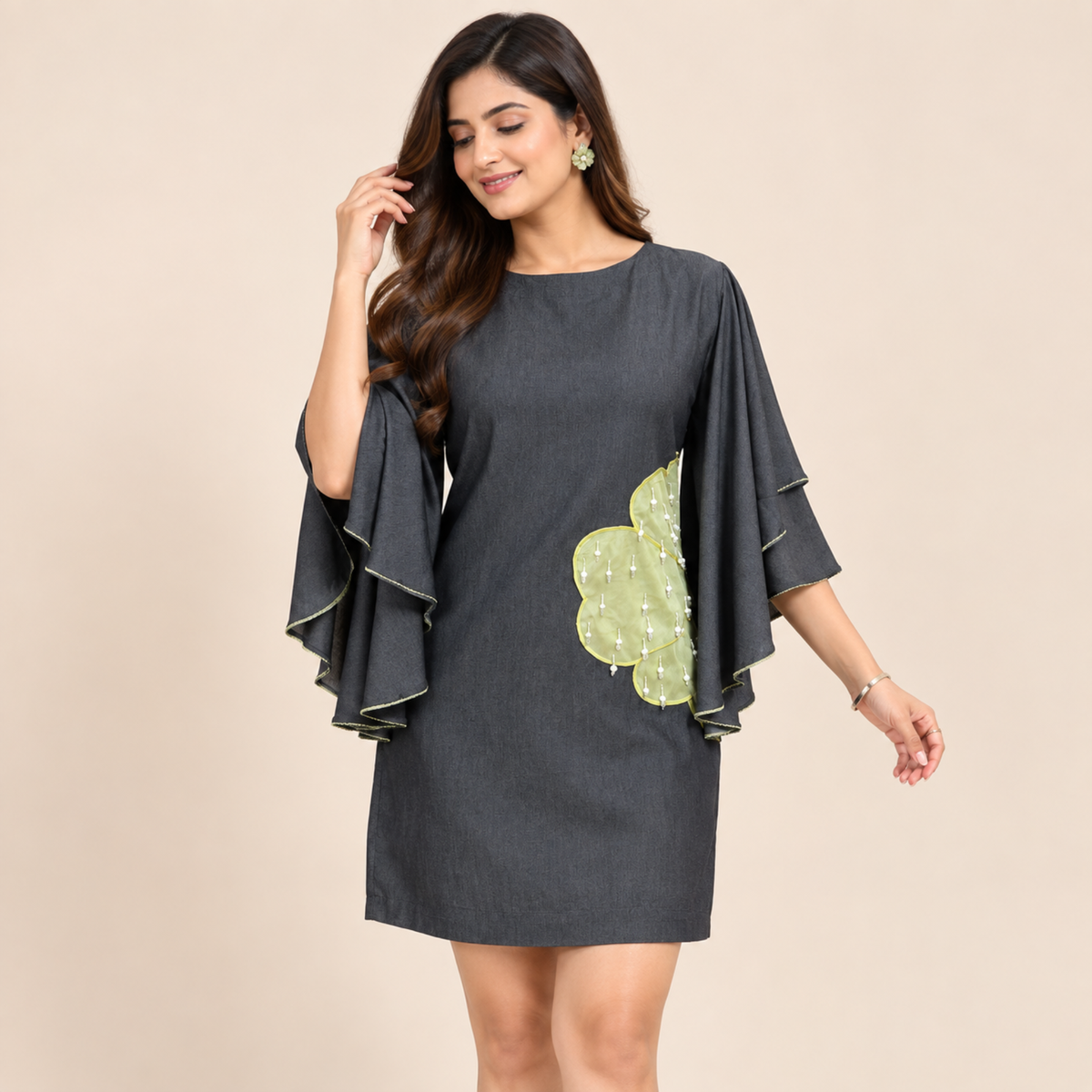 Lime Bloom Denim Dress