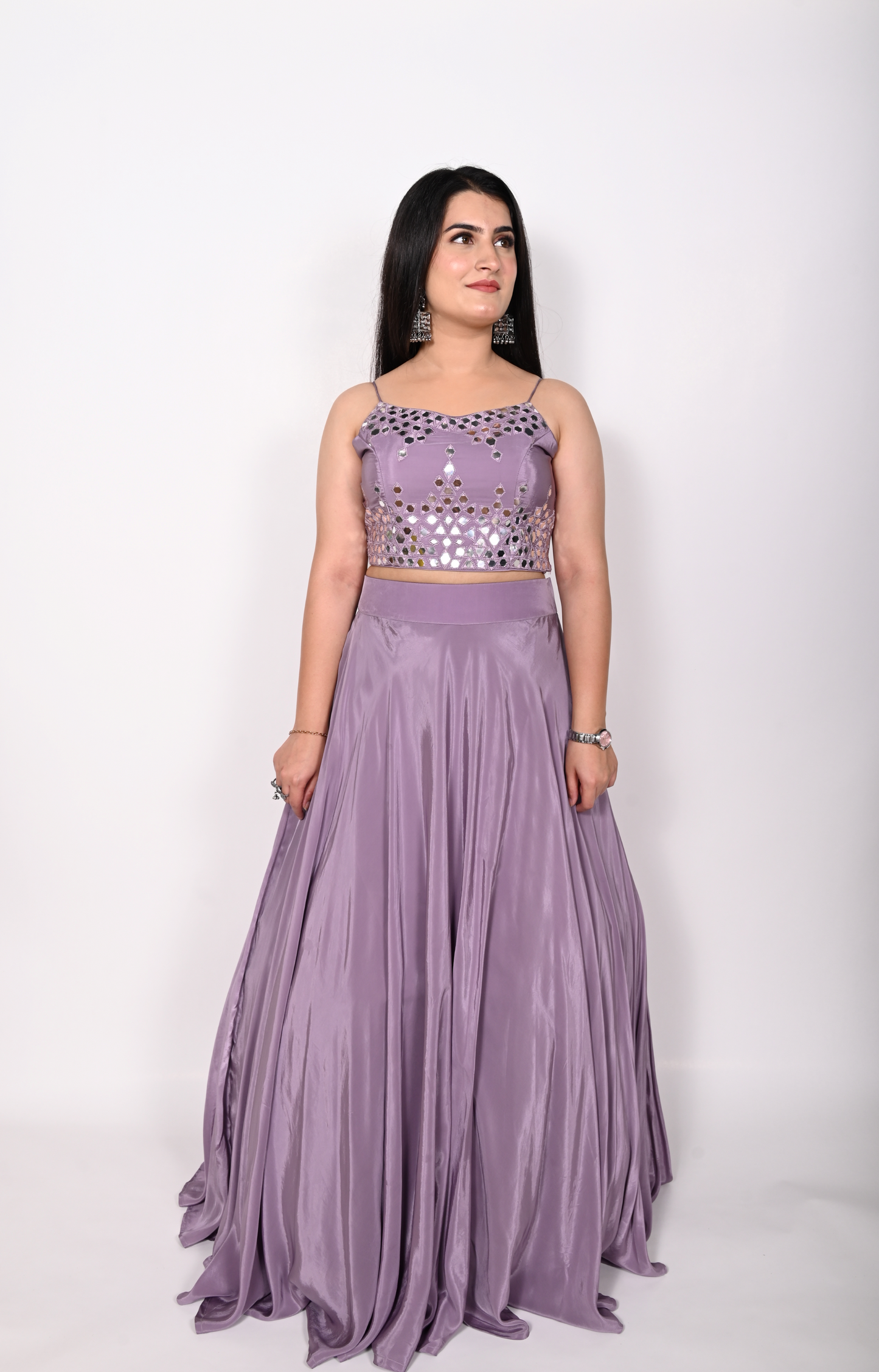 Metallic Lavender Lehnga Choli Dupatta