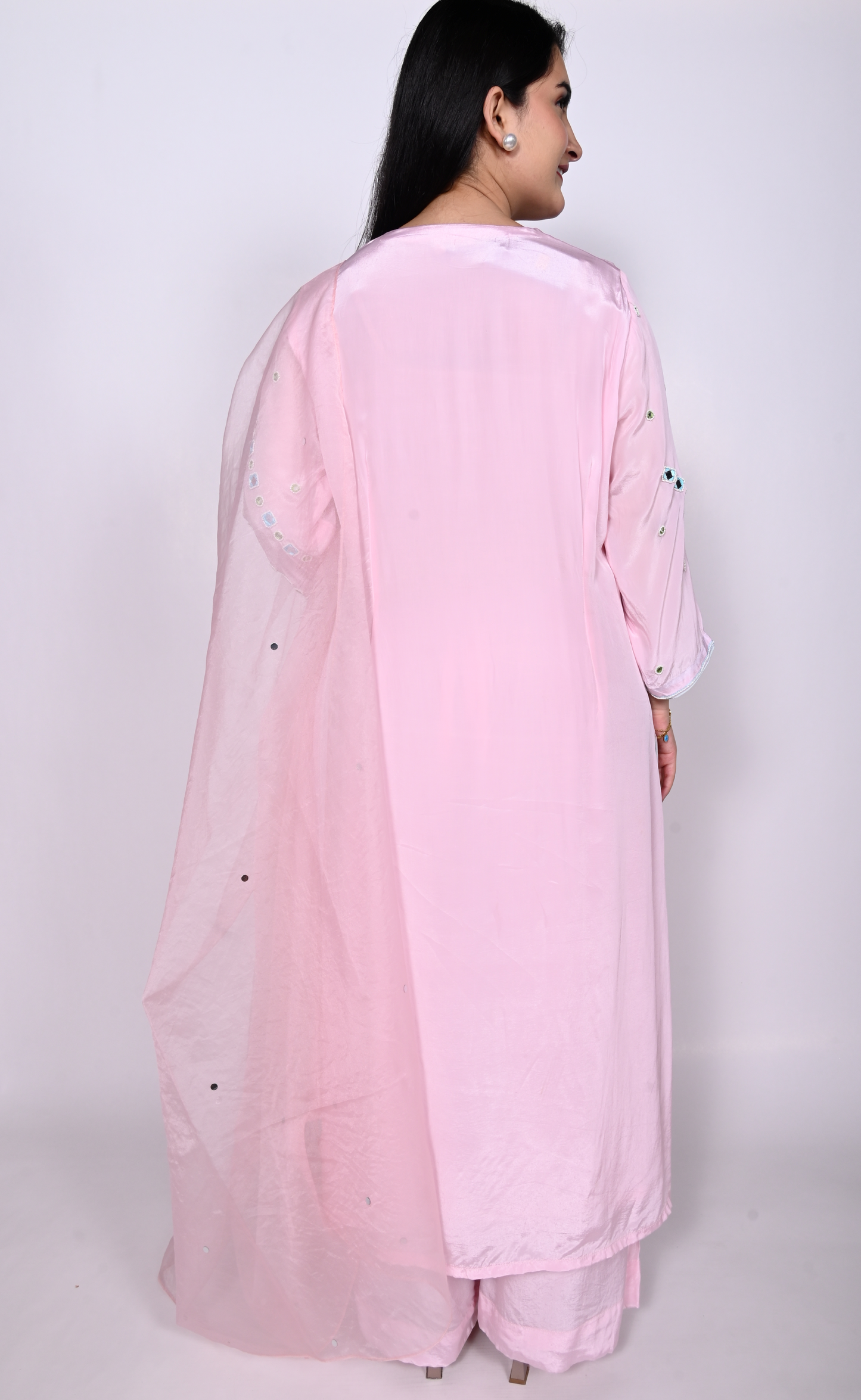 Viscose Crepe Embroidered Suit Set with Palazzo and Dupatta