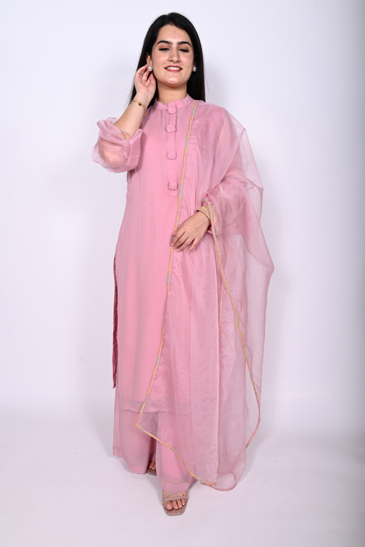 Pink Viscose georgette kurta