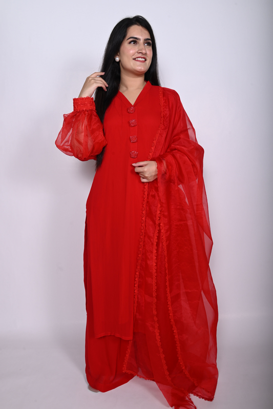 Viscose Georgette Suit Plazzo Dupatta Set