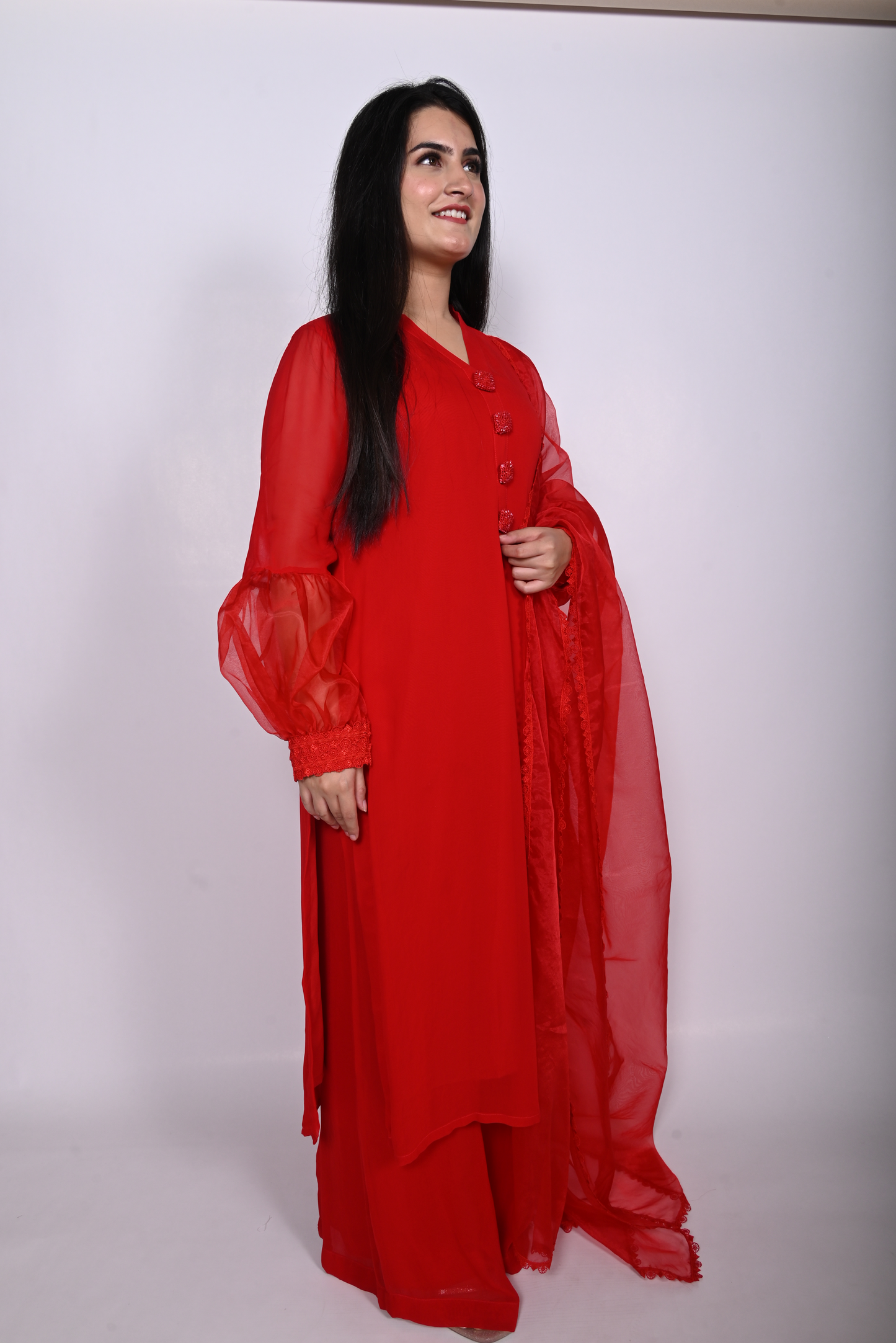 RED GEORGETTE KURTA