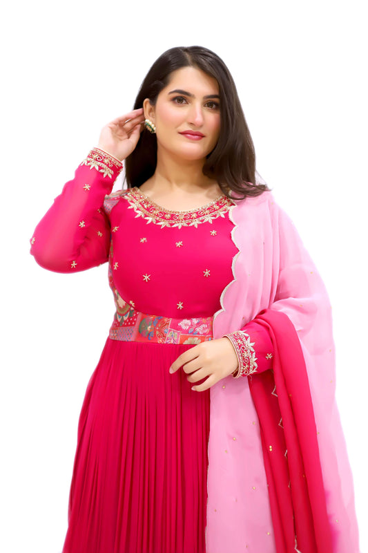 Georgette Floor Length Gown With Dupatta