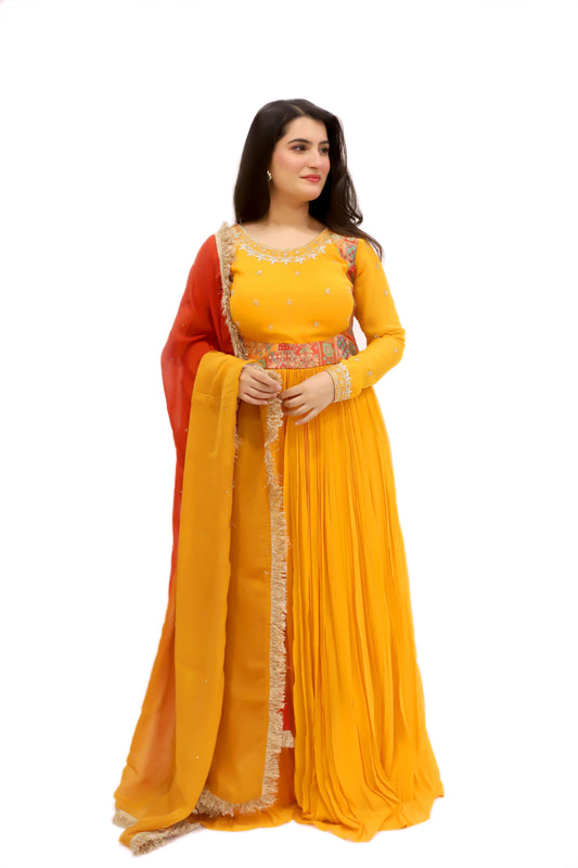 Georgette Floor Length Gown With Dupatta