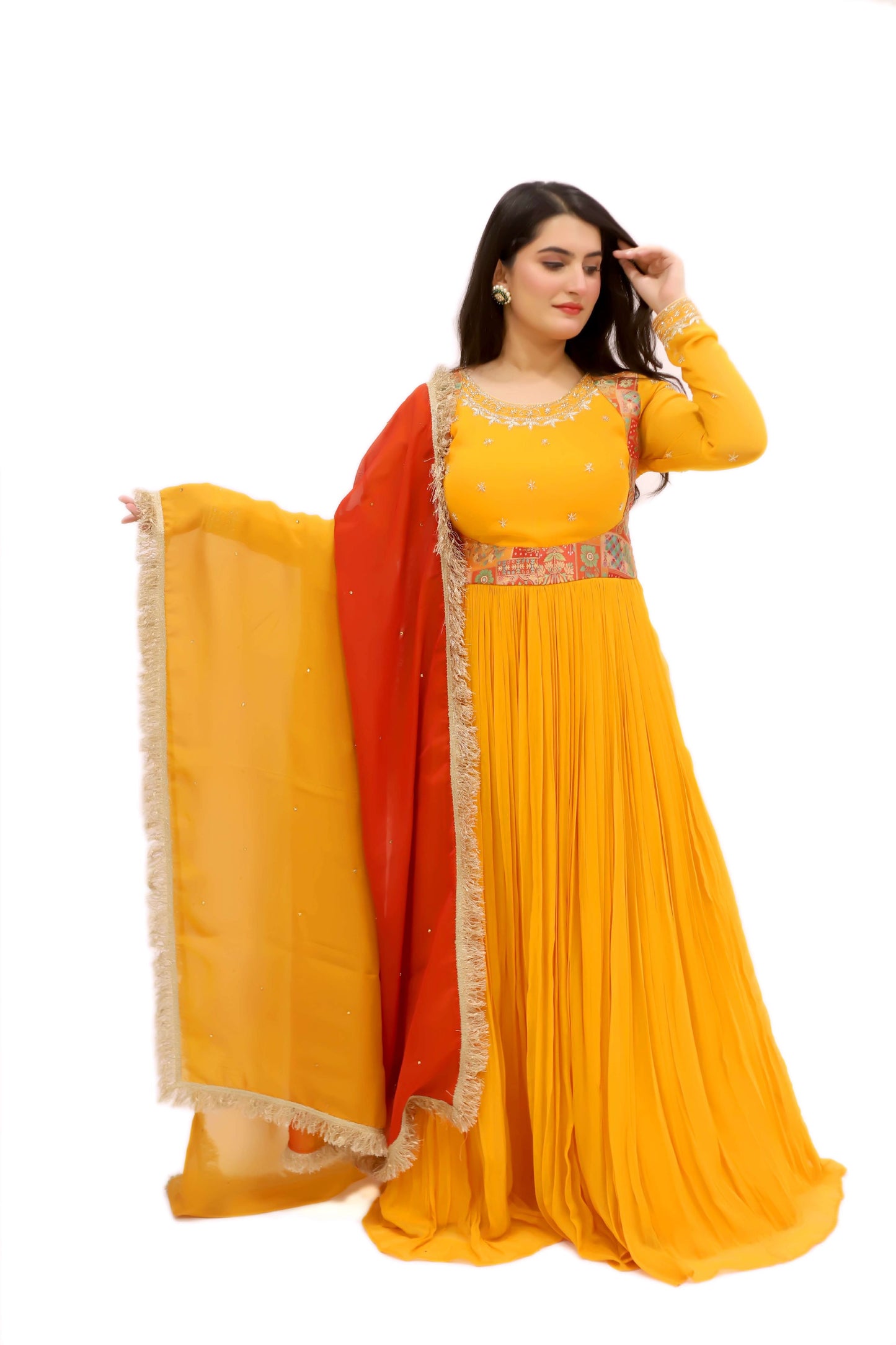Georgette Floor Length Gown With Dupatta